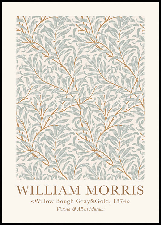 William Morris Willow Bough Gray & Gold Plakat