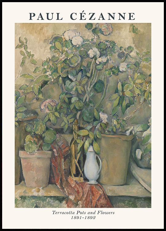 Terracotta Pots and Flowers, Cézanne Still Life Plakat