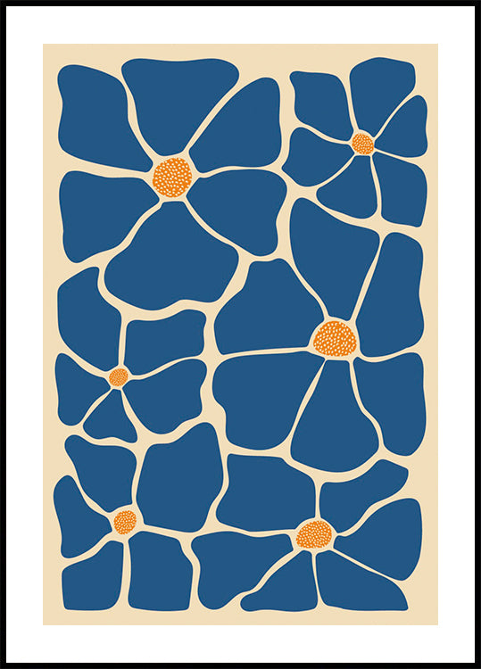 Abstract Blue Floral Plakat