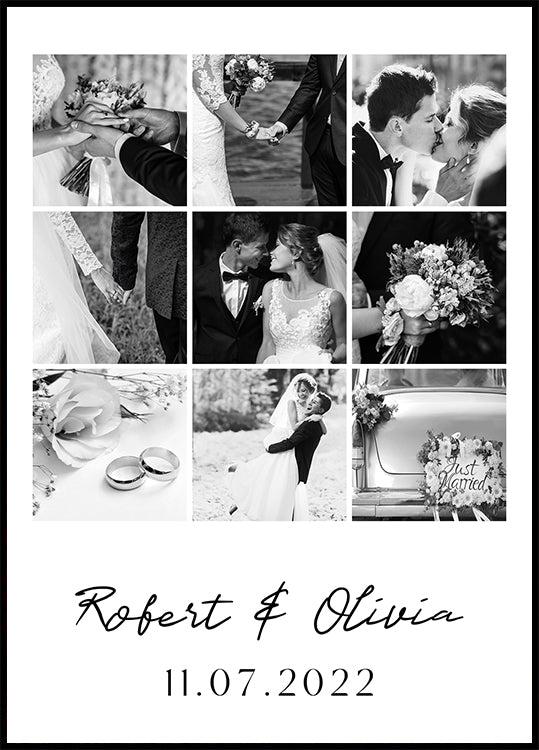 Personalized Wedding Photo Collage Plakat