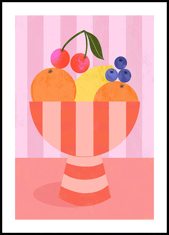 Fruit in Striped Bowl Plakat