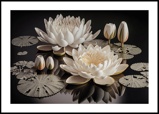 White Lotus Flowers Plakat