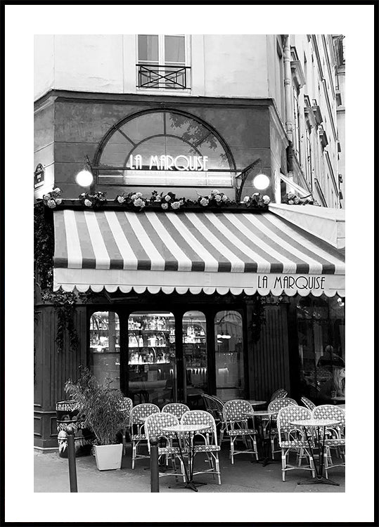 Paris café La Marquise Black & White Plakat