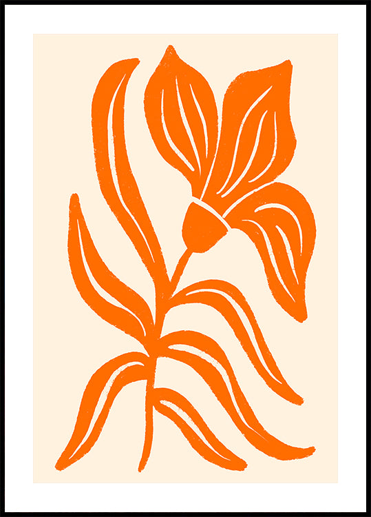 Abstract Orange Stylized Tulip Plakat