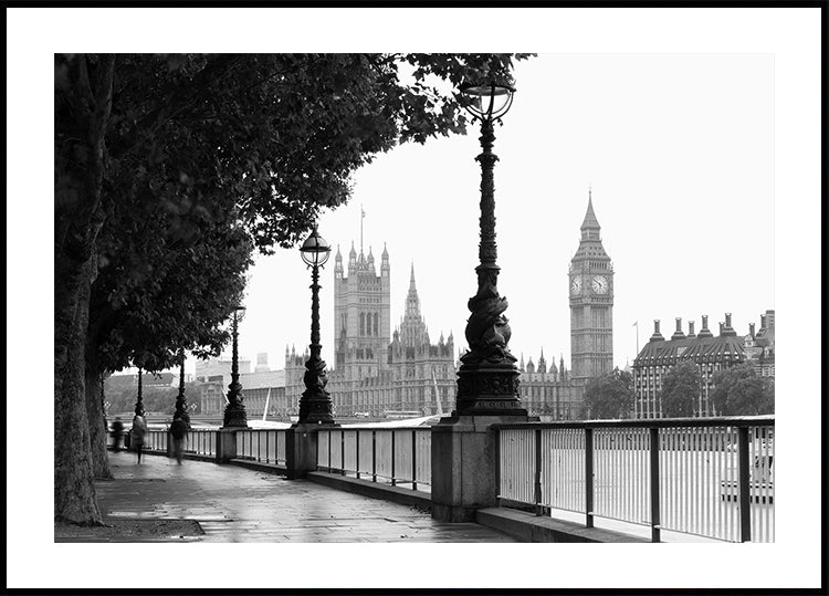 London and Big Ben in Black and White Plakat