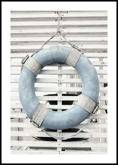 Retro Blue Lifebuoy Plakat