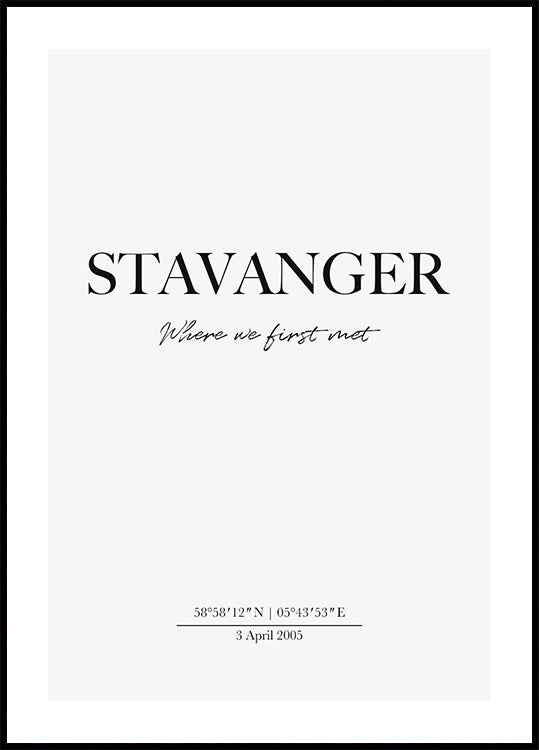 Romantic Coordinates, Where We First Met, Custom Location Plakat