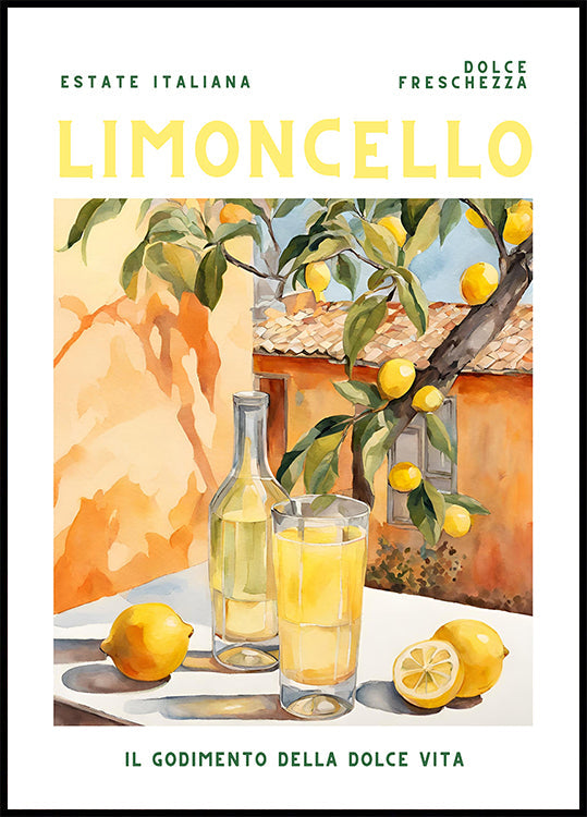 Limoncello, Aquarell, Fresh Plakat