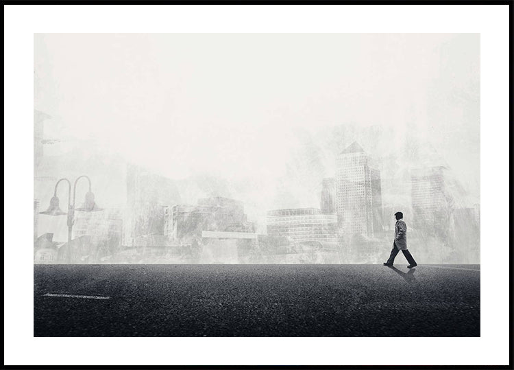 Walking the Streets Plakat, Minimalist Urban Surreal Wall Art Plakat
