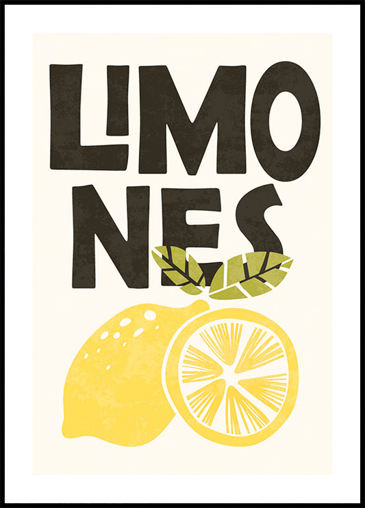 Lemon and Leaf Illustration Plakat