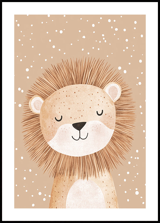 Sleepy Lion In Snow Plakat