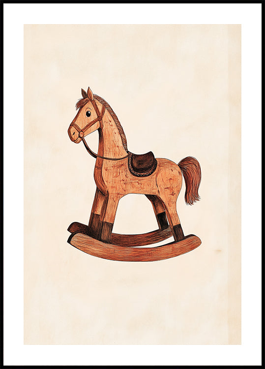Vintage Rocking Horse Wooden Toy Plakat