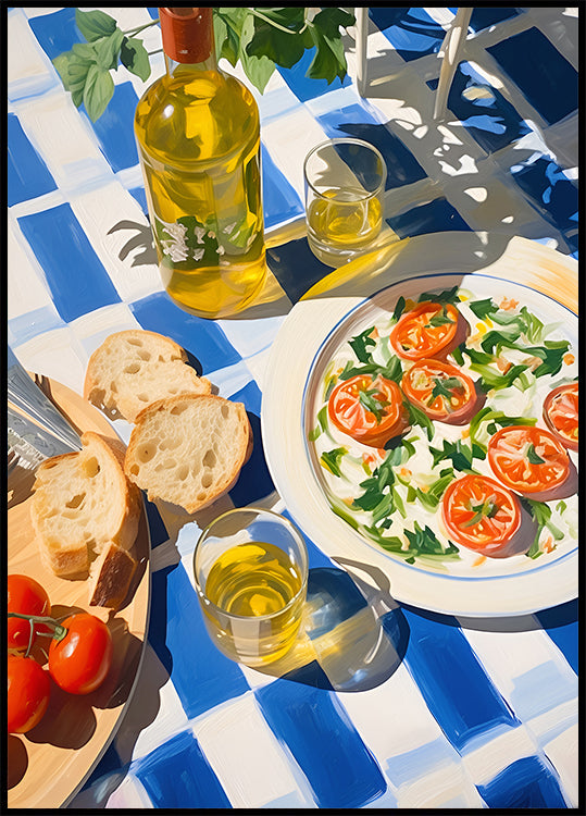 Caprese Lunch on Blue Tiles, Mediterranean food Plakat