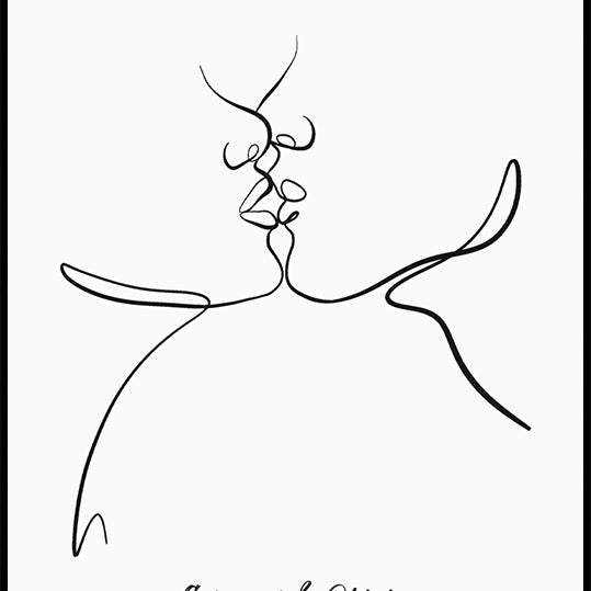 Couple Kissing Line Art Personalized Plakat