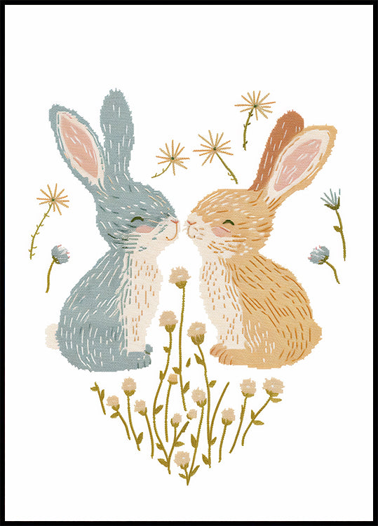 Kissing Bunnies Plakat