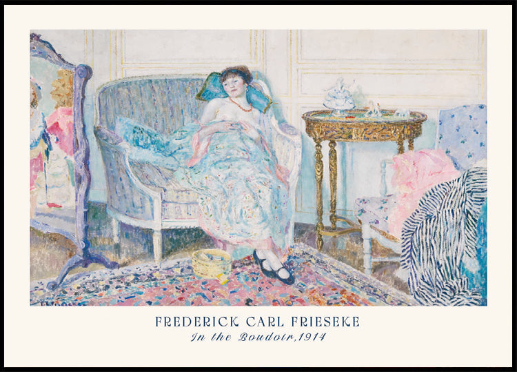 In the Boudoir Feminine Interior Impressionist, Frederick Carl Frieseke 1914 Plakat