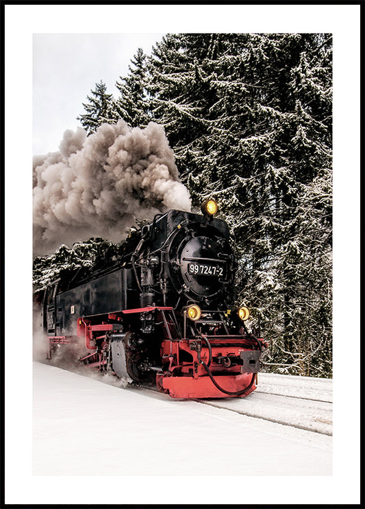 Steam Train in Snowy Forest Plakat