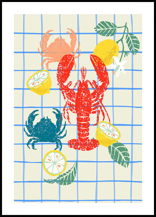 Lobster and lemons Plakat