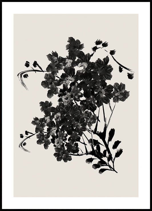 Black Watercolor Blossom Plakat