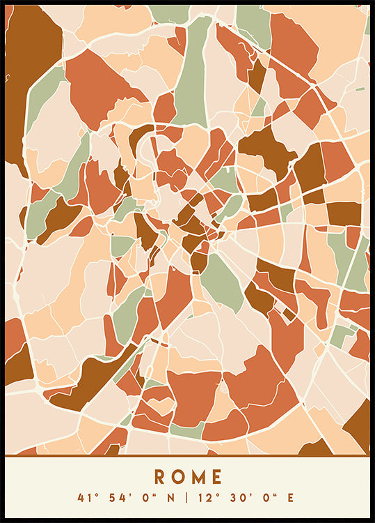 Black Maps Earth Tones 72 Plakat