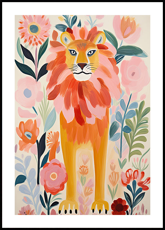 Colorful Lion In Bloom Plakat