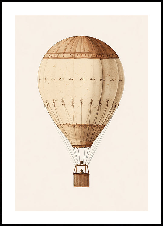Vintage Air Balloon, Sepia Travel Adventure Plakat