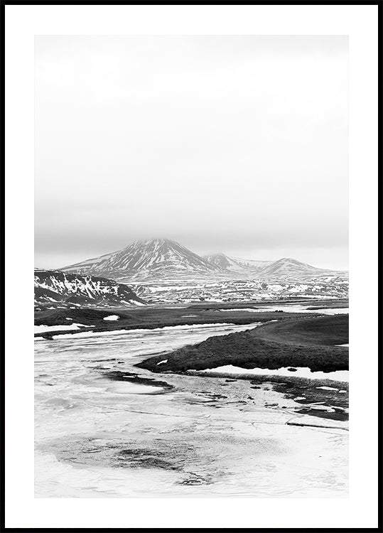 Frozen River Iceland b&amp;w Plakat