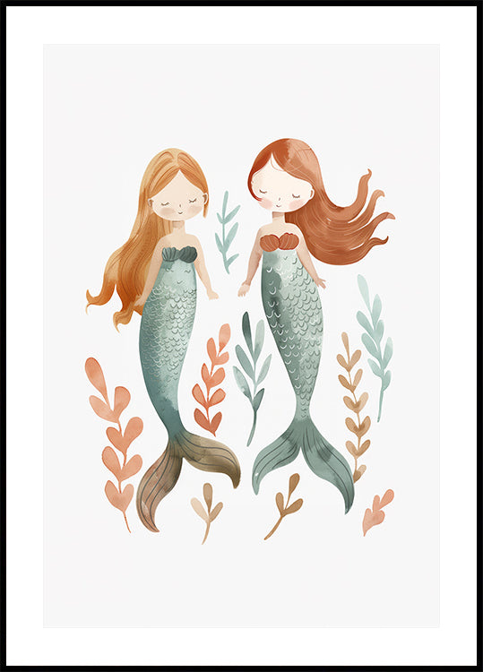 Twin Mermaids, underwater girls Plakat