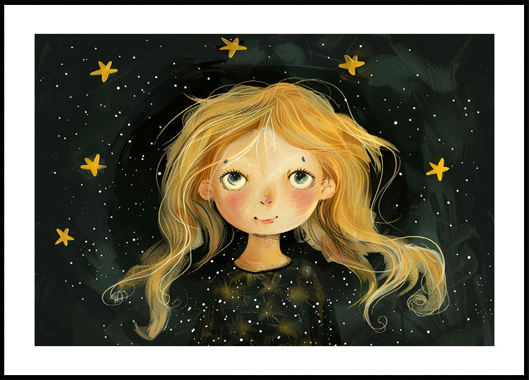 Starry-Eyed Girl, Dreamy Night Sky Plakat
