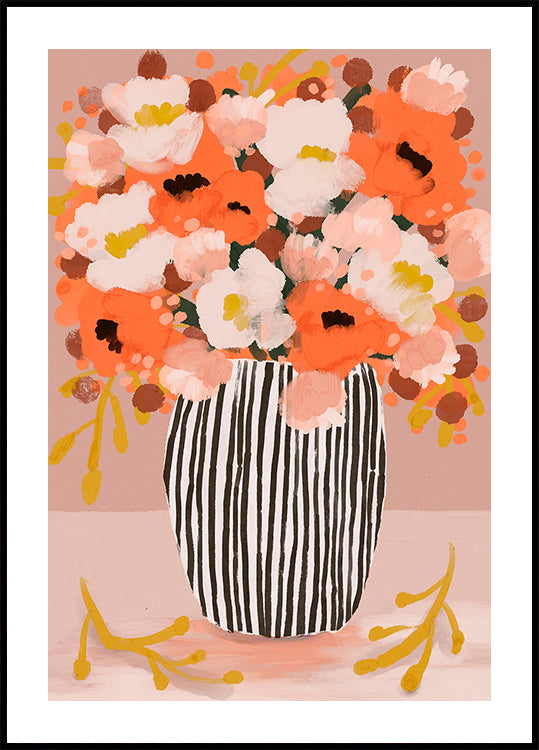 Striped Vase Blooms Plakat