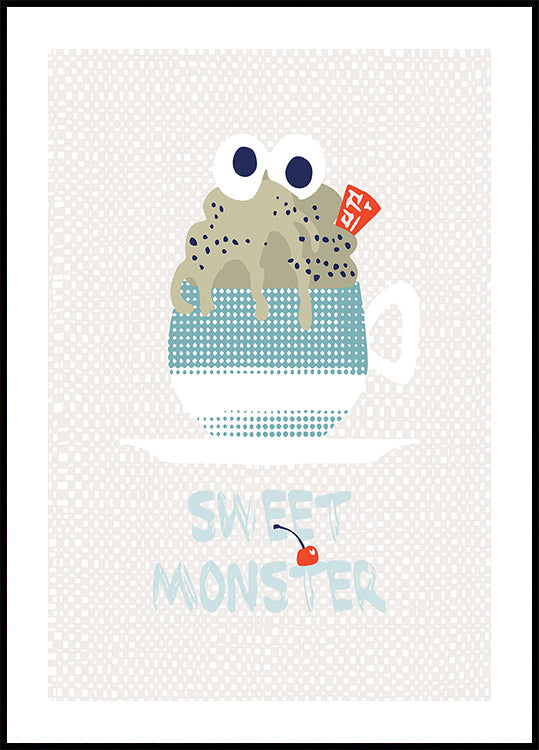 Sweet monster cupcake mint Plakat