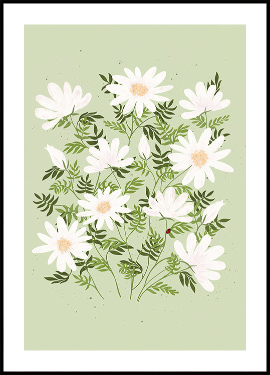 Ladybug flowers Plakat