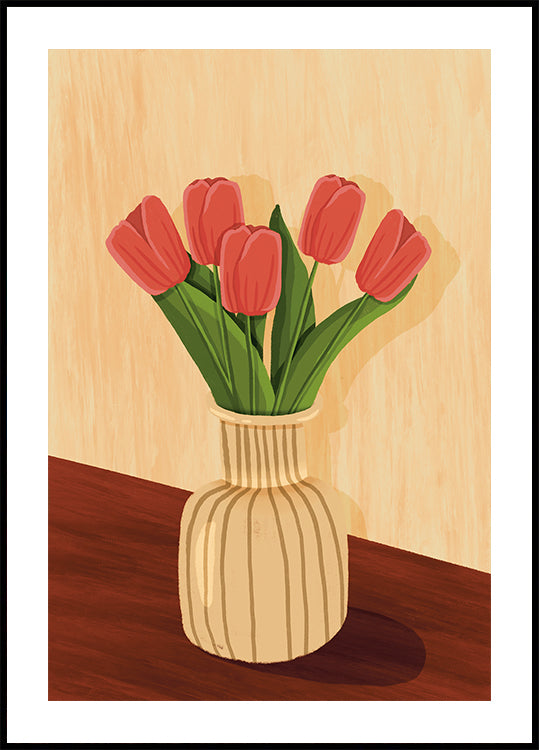 Pink Tulips in Vase Plakat