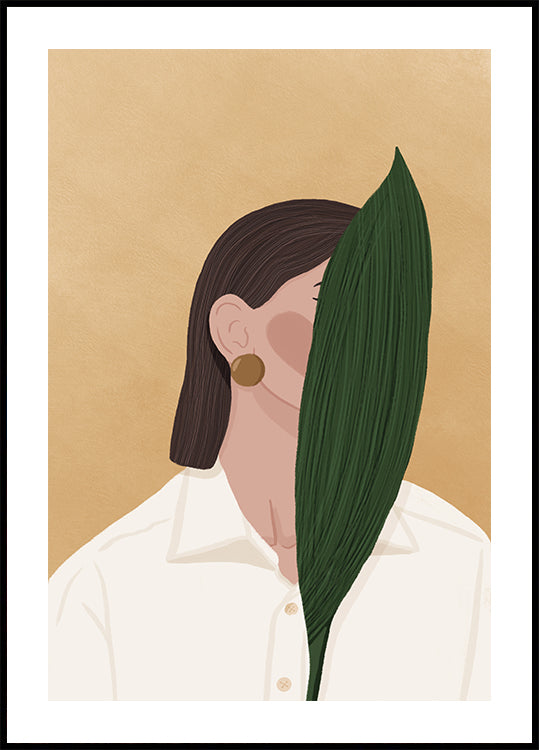 Woman with Leaf Plakat
