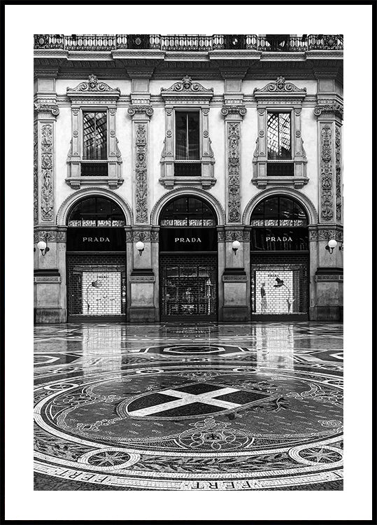 Prada Milan Façade Black & White Plakat