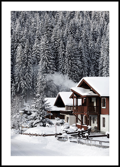 Cozy Winter Village in the Alps Plakat