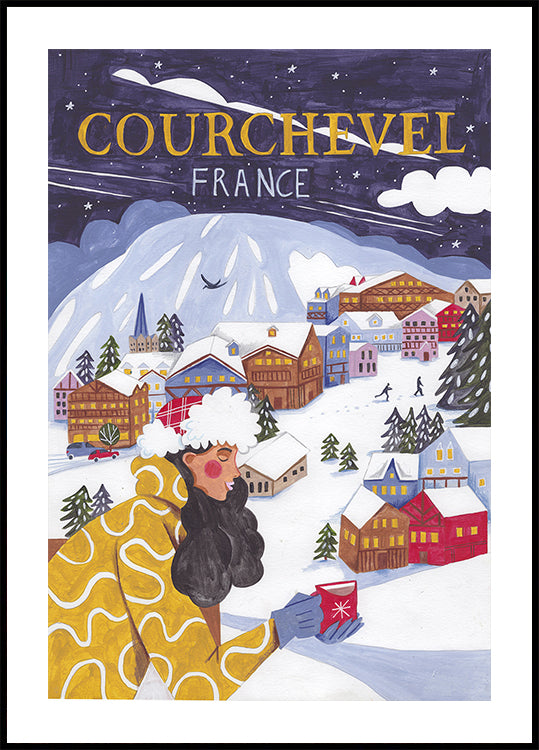 Travel Plakat woman in France, Courchevel Plakat