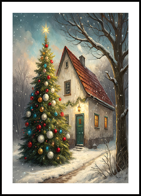Cozy Christmas Cottage Plakat
