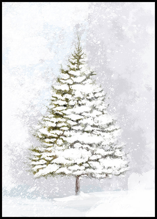 Lone fir in the snow Plakat