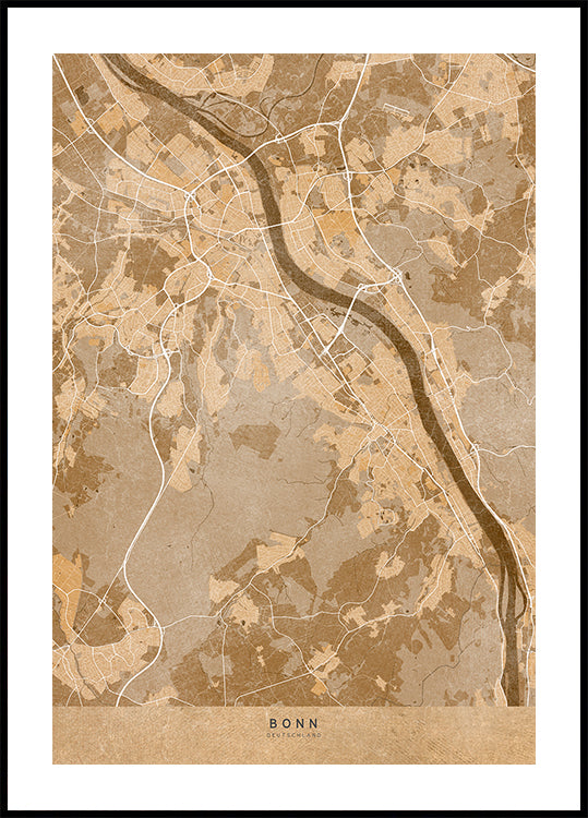 Sepia vintage map of Bonn Germany Plakat