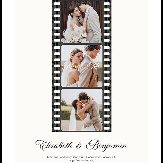 Romantic Wedding Film Strip, Mr and Mrs Plakat