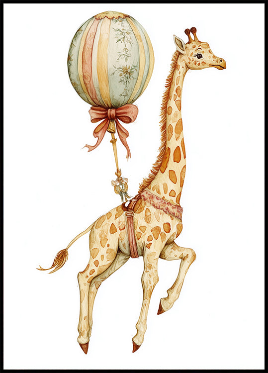 Giraffe and Balloon Plakat