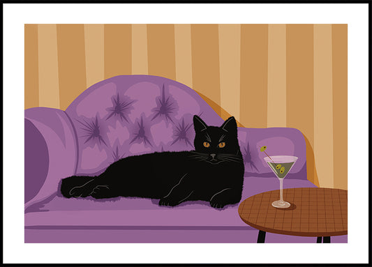 Black Cat with Martini Plakat