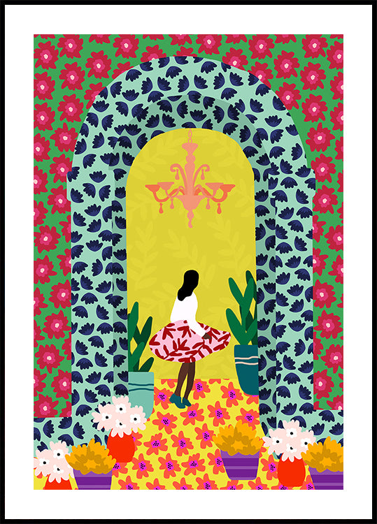 Floral Portal Girl Plakat