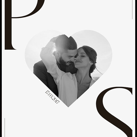 Minimalist Heart Anniversary Date Personalized Plakat