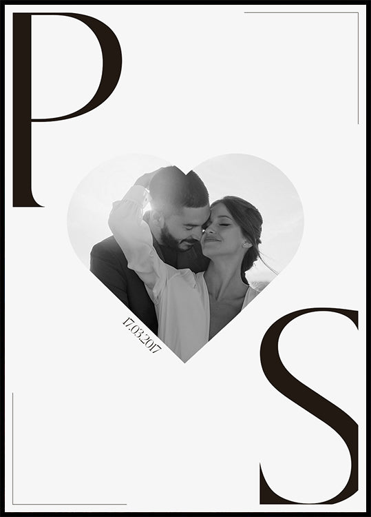 Minimalist Heart Anniversary Date Personalized Plakat