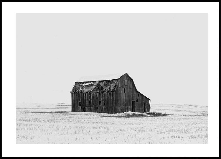 Farm Barn in Winter Poster