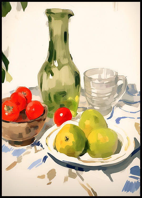 Still Life with Pears and Tomatoes, Sunny Kitchen Table Plakat