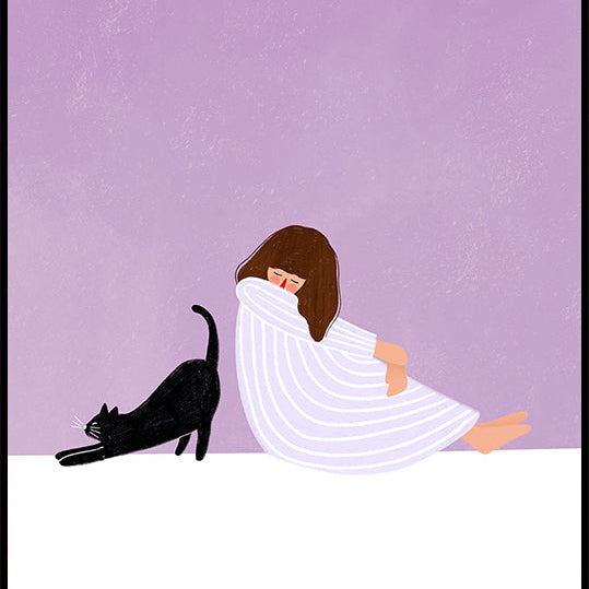 Girl and Cat Plakat