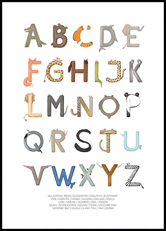 Animal Letters ABC Plakat